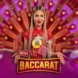 Mega Baccarat online game logo by Pragmatic Play on priced-upcasino.uk.com